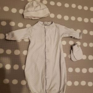 Kissy kissy white and blue polka dot gown set